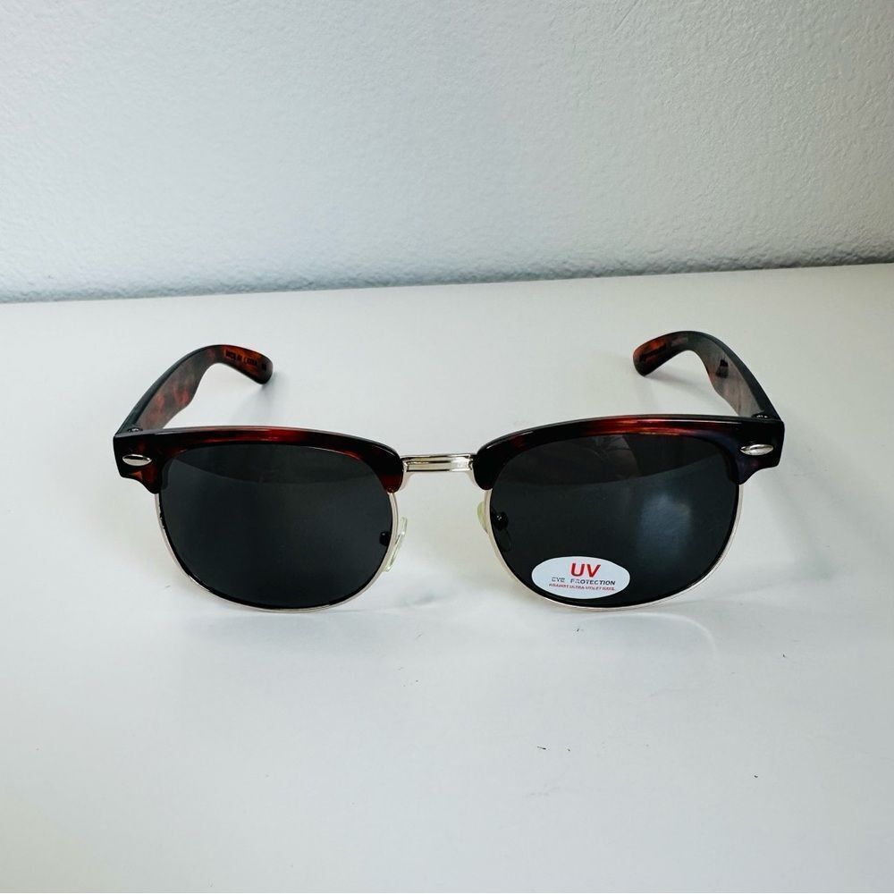 Meiomi Wine Brown Black Lense Tortoise Shell UV Aviator Style Sunglasses